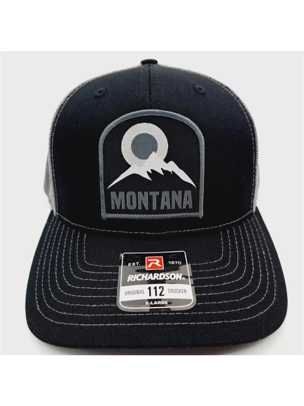 Retro Montana Mountain Patch Charcoal Richardson 112 Outdoor Trucker Hat Hiking